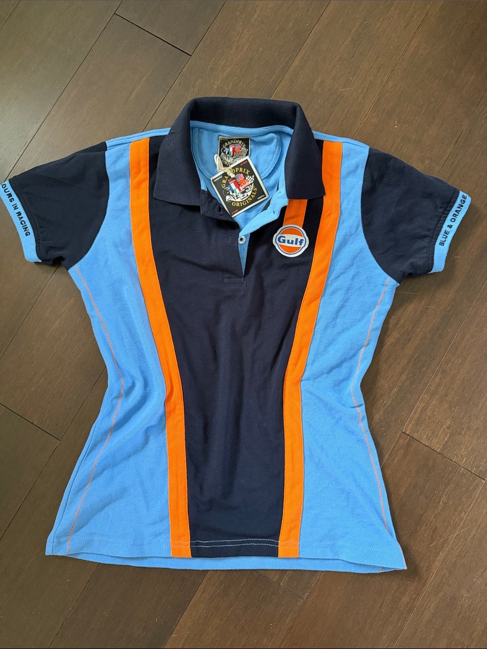 GRANDPRIX originals GULF blue and orange polo shirt